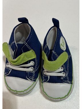 Luvable Friends blue and green hightop chuck casual shoe baby boy 0-6 month